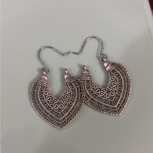 Silver Dangle Earrings with Intricate Detailing